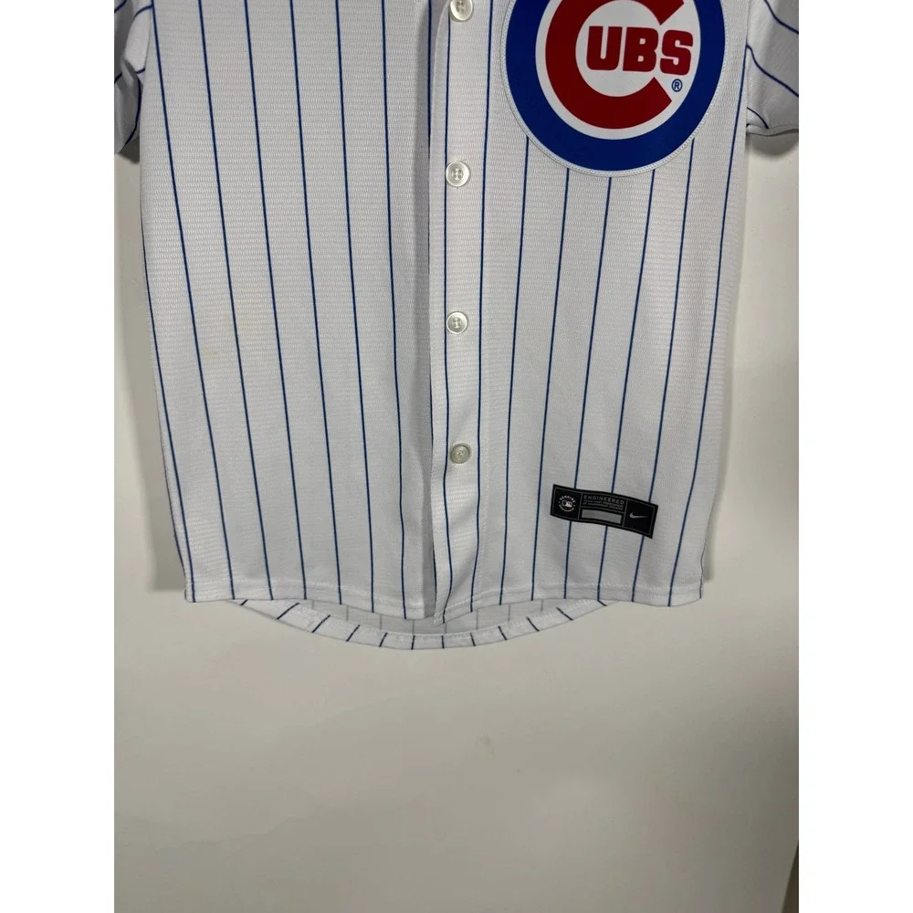 Nike Chicago Cubs Pinstripe Baseball Jersey Kids Small 8 Gioia 5 White Blue
